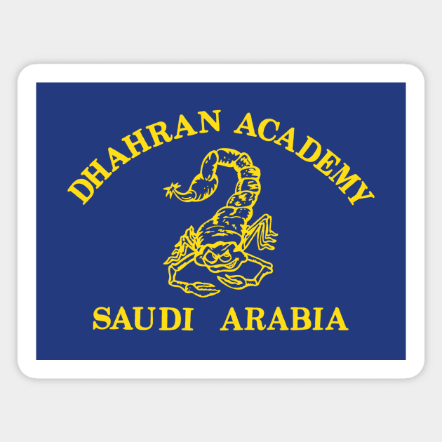 Dhahran Academy scorpion in yellow Sticker by foozledesign